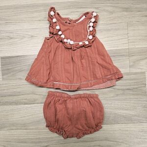 Shabby Chic Baby Girl Terracotta Outfit Size 3-6 Months